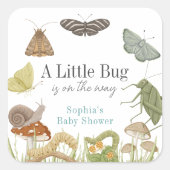 Little Bug Insects Mushroom Boy Baby Shower Quadratischer Aufkleber (Vorderseite)