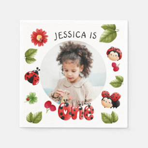 Little Bug Pink Ladybug 1. Geburtstags-Foto Serviette