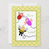 Little Bugs Ladybug, Bumble Bee, Butterfly Party Einladung (Vorderseite)