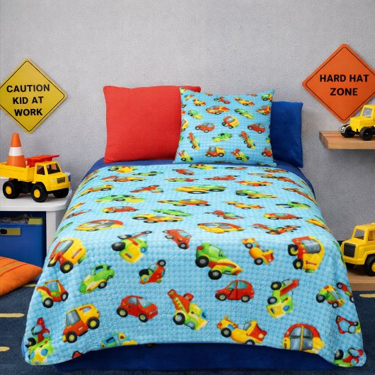 Little Builder Bunte Autos & Baustellen-LKWs Fleecedecke