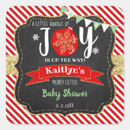 "Little Bundle of Joy" Weihnachtsdusche Quadratischer Aufkleber