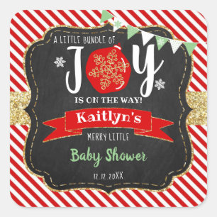 "Little Bundle of Joy" Weihnachtsdusche Quadratischer Aufkleber