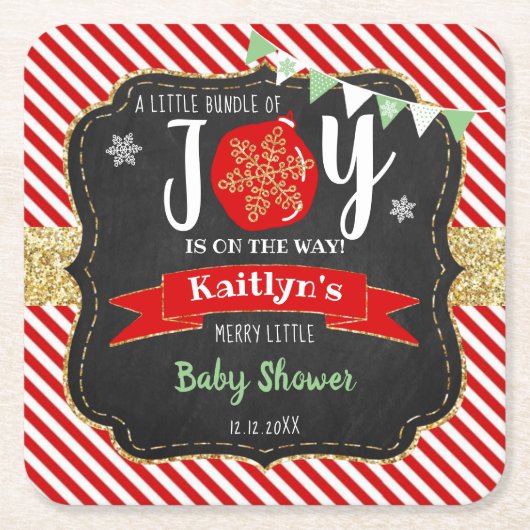 "Little Bundle of Joy" Weihnachtsdusche Rechteckiger Pappuntersetzer (Vorderseite)