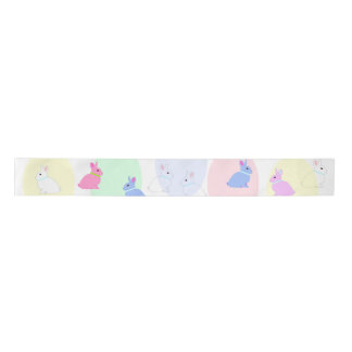 Little bunnies pink, rose, white on satin ribbon s satinband