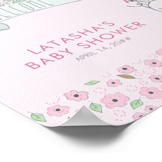 Little Bunny and Balloon Baby Dusche Willkommen Poster (Ecke)