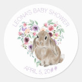 Little Bunny Baby Shower Liebe Herz Runder Aufkleber (Vorderseite)