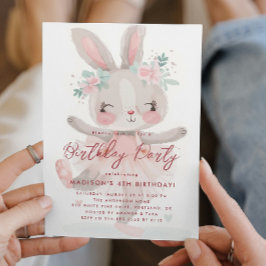 Little Bunny Ballerina Pink Geburtstagsparty Einladung