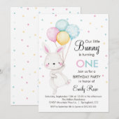 Little Bunny Balloons Birthday Invitation Einladung (Vorne/Hinten)