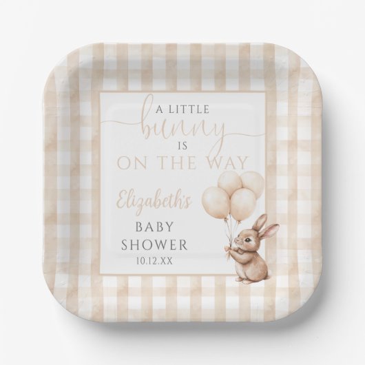 Little Bunny Balloons Gender Neutral Baby Dusche Pappteller (Vorderseite)