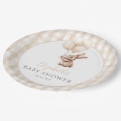 Little Bunny Balloons Gender Neutral Baby Dusche Pappteller (Schrägansicht)