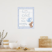 Little Bunny Blue 1st Birthday Welcome Sign Poster (Küche)