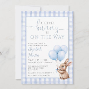 Little Bunny Blue Baby Dusche Foto QR Code Einladung