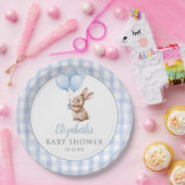 Little Bunny Blue Balloons Boy Baby Shower Pappteller (Party)