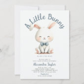 Little Bunny Bow Krawatte Niedlich Simple Baby Boy Einladung (Vorderseite)