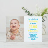 Little Bunny Boy 1. Geburtstag Einladung (Stehend Vorderseite)