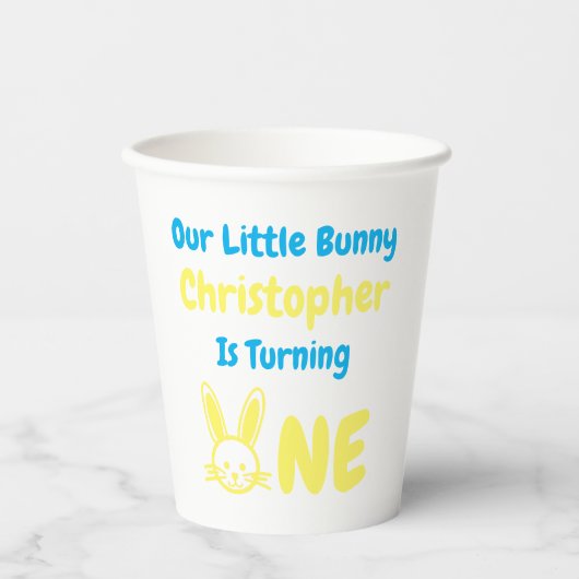 Little Bunny Boy 1. Geburtstag Pappbecher (Vorderseite)