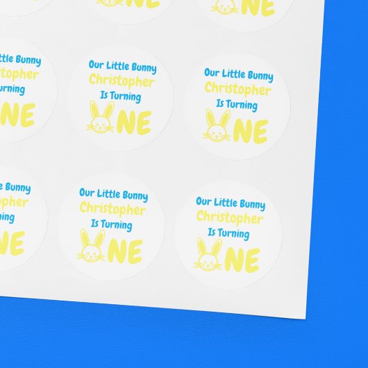 Little Bunny Boy 1. Geburtstag Runder Aufkleber