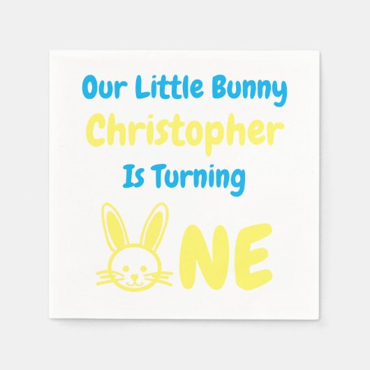 Little Bunny Boy 1. Geburtstag Serviette (Vorderseite)