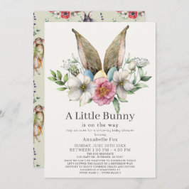 Little Bunny Ear Bloral Green Drive by Baby Shower Einladung