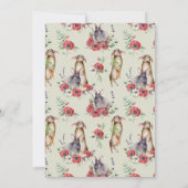 Little Bunny Ear Blumengrün Baby Dusche Einladung (Rückseite)