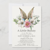 Little Bunny Ear Floral Pink Baby Dusche by Mail Einladung (Vorderseite)