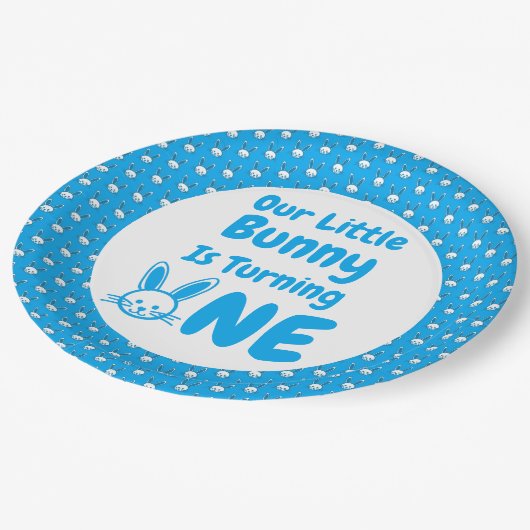 Little Bunny First Geburtstag Pappteller (Schrägansicht)