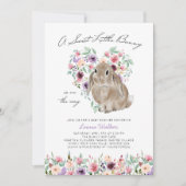 Little Bunny Floral Liebe Heart Baby Dusche Einladung (Vorderseite)