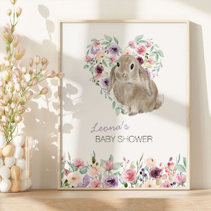 Little Bunny Floral Liebe Herzlich Willkommen Poster