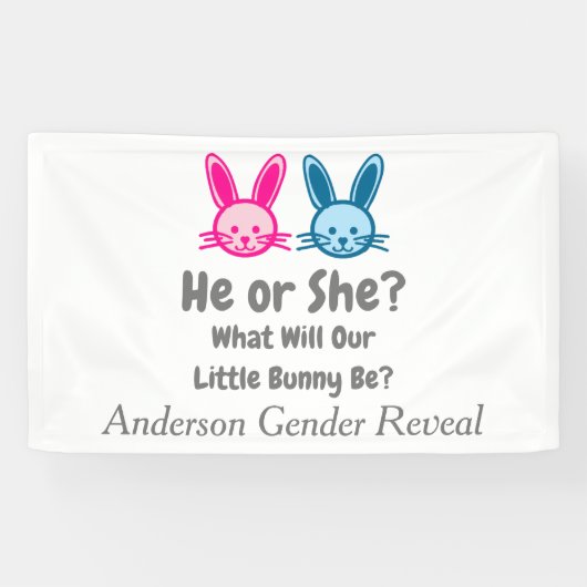 Little Bunny Gender Reveal Banner (Horizontal)