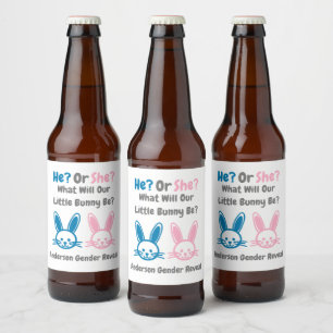 Little Bunny Gender Reveal Bierflaschenetikett
