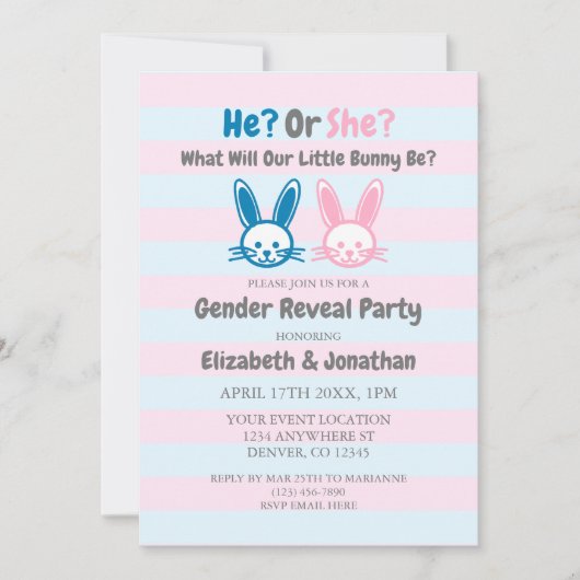 Little Bunny Gender Reveal Einladung (Vorderseite)