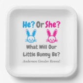 Little Bunny Gender Reveal Pappteller (Vorderseite)