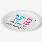 Little Bunny Gender Reveal Pappteller (Schrägansicht)