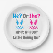 Little Bunny Gender Reveal Pappteller (Vorderseite)