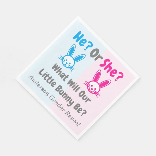 Little Bunny Gender Reveal Serviette (Ecke)