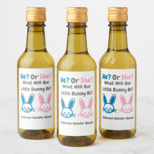 Little Bunny Gender Reveal Weinetikett