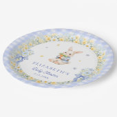 Little Bunny Gingham Boy Baby Shower Pappteller (Schrägansicht)