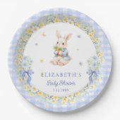 Little Bunny Gingham Boy Baby Shower Pappteller (Vorderseite)