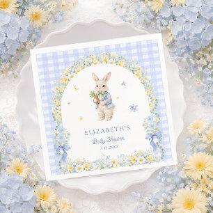 Little Bunny Gingham Boy Baby Shower Serviette