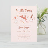 Little Bunny Girl Baby Dusche Einladung (Stehend Vorderseite)