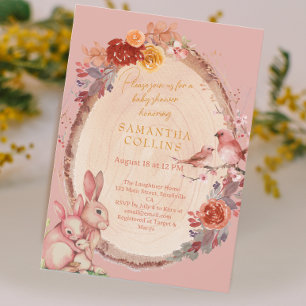 Little Bunny Girl Woodland Babydusche Einladung