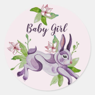 Little bunny im Watercolor Runder Aufkleber