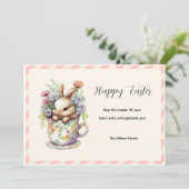 Little Bunny in a Floral Teacup Karte (Stehend Vorderseite)