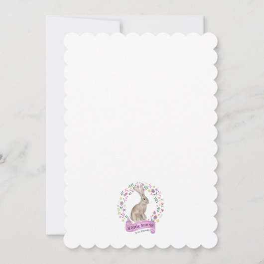 Little Bunny Lilac Girl Babydusche Einladung (Rückseite)