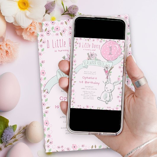 Little Bunny mit Balloon Jedes Alter Mädchen Gebur Einladung