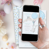 Little Bunny mit Balloon Niedlich Boy Baby Sprinkl Einladung