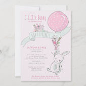 Little Bunny mit Balloon Niedlich Girl Baby Sprink Einladung (Vorderseite)