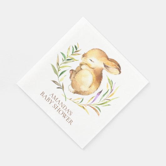 Little Bunny Neutral Baby Shower Paper Napkins Serviette (Ecke)