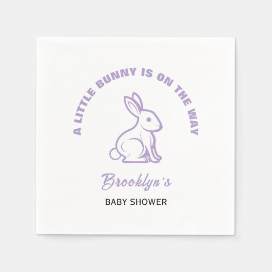 Little Bunny Oaster Baby Dusche Weiß Lila Cool Serviette (Vorderseite)