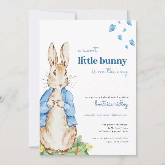 Little Bunny Peter Rabbit Kinderdusche Einladung (Vorderseite)